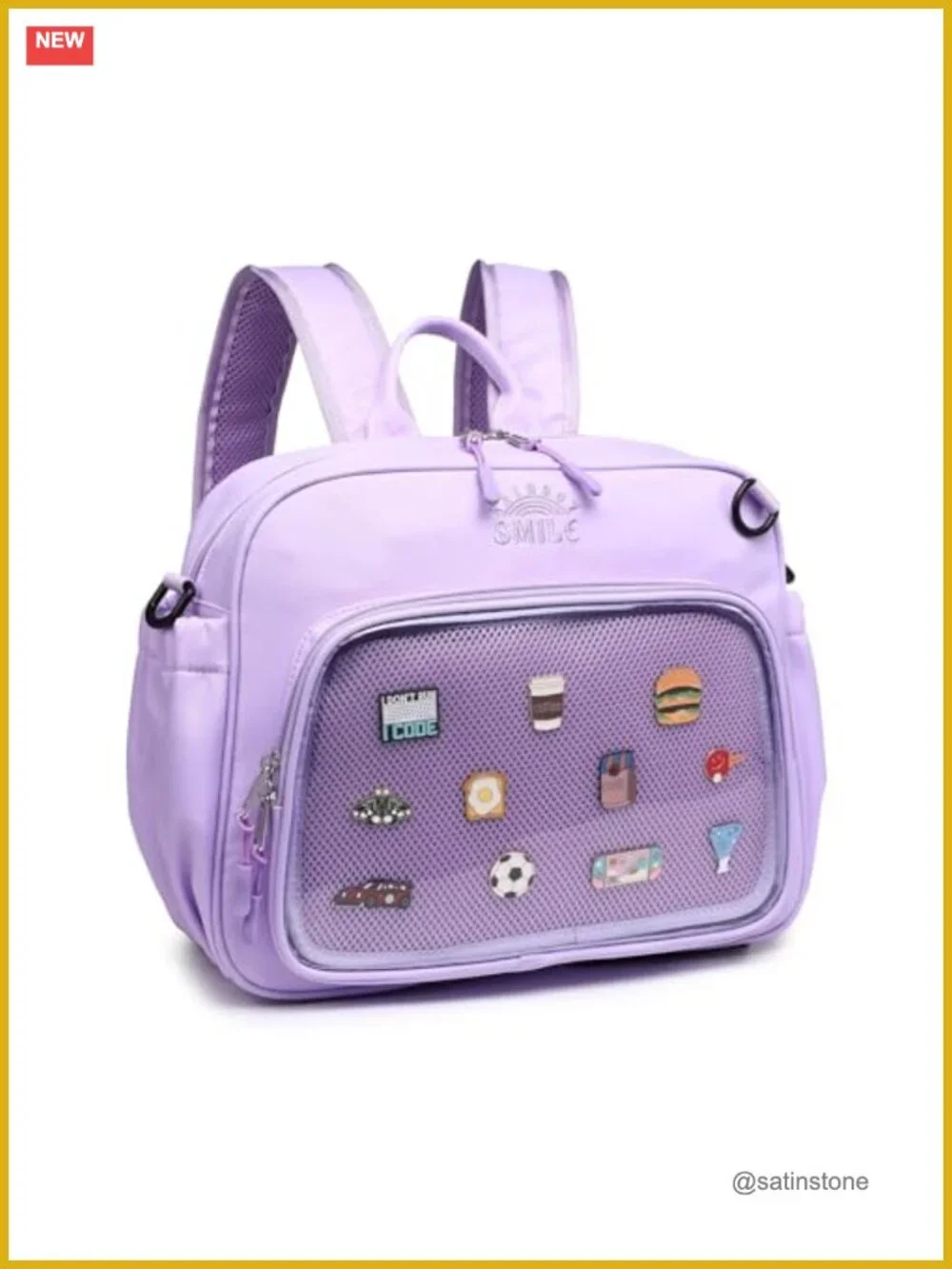 Lightweight Nylon Ita Bag Crossbody Shoulder Backpack Pin Display Anime